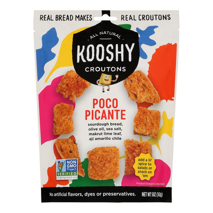 Kooshy Croutons - Croutons Poco Picante - Caja de 6-5 onzas