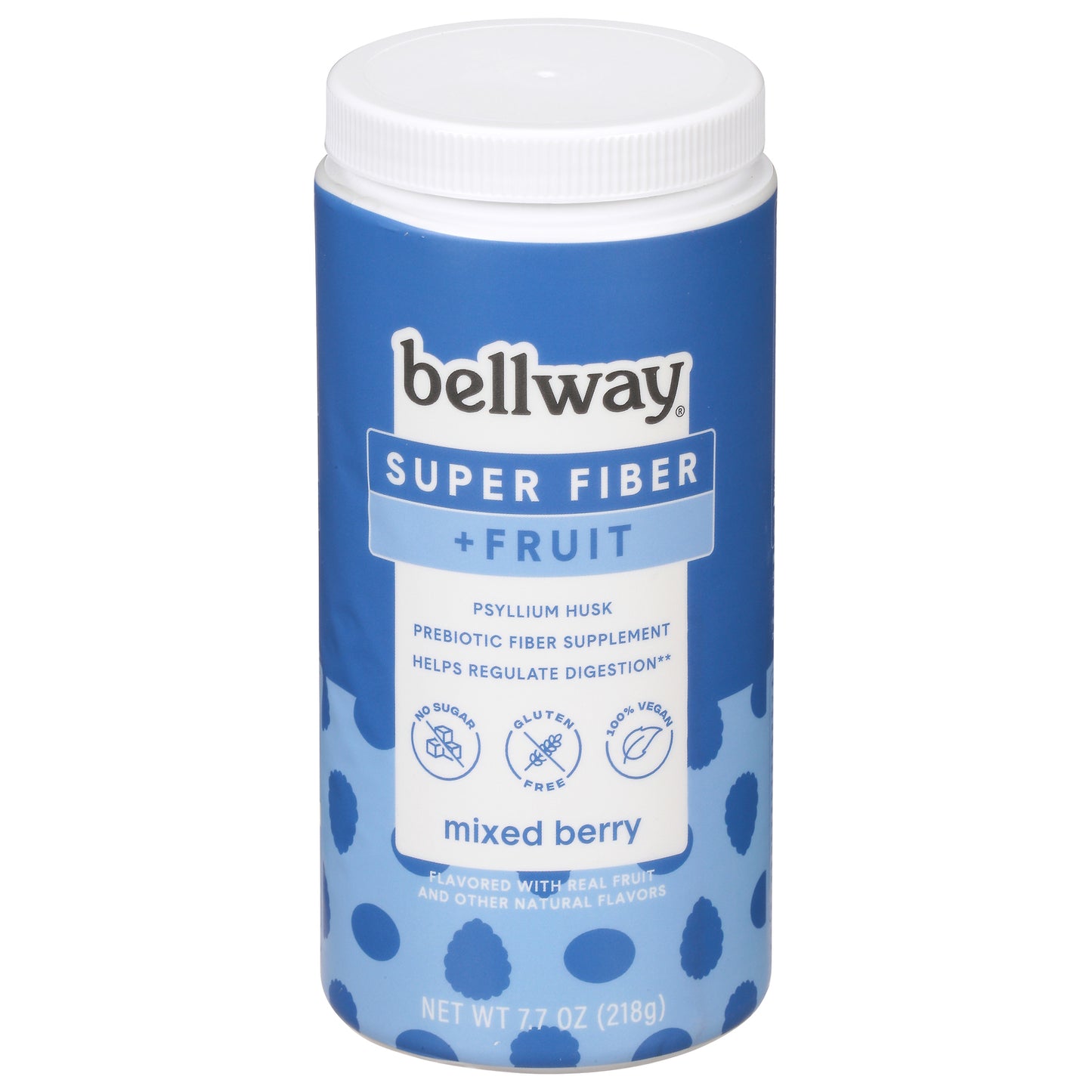 Bellway - Mezcla de superfibra y frutas en polvo con sabor a frutos del bosque - Caja de 4 - 7,7 onzas