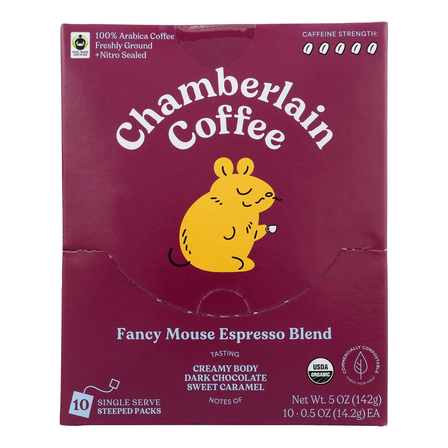 Café Chamberlain - Café orgánico con filtro de goteo, tostado medio, paquete de 10, caja de 12, 5 onzas