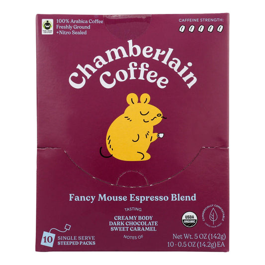 Café Chamberlain - Café orgánico con filtro de goteo, tostado medio, paquete de 10, caja de 12, 5 onzas