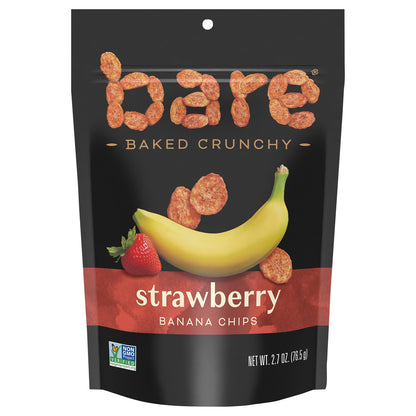 Bare Fruit - Chips de plátano y fresa - Caja de 12 - 2,7 onzas