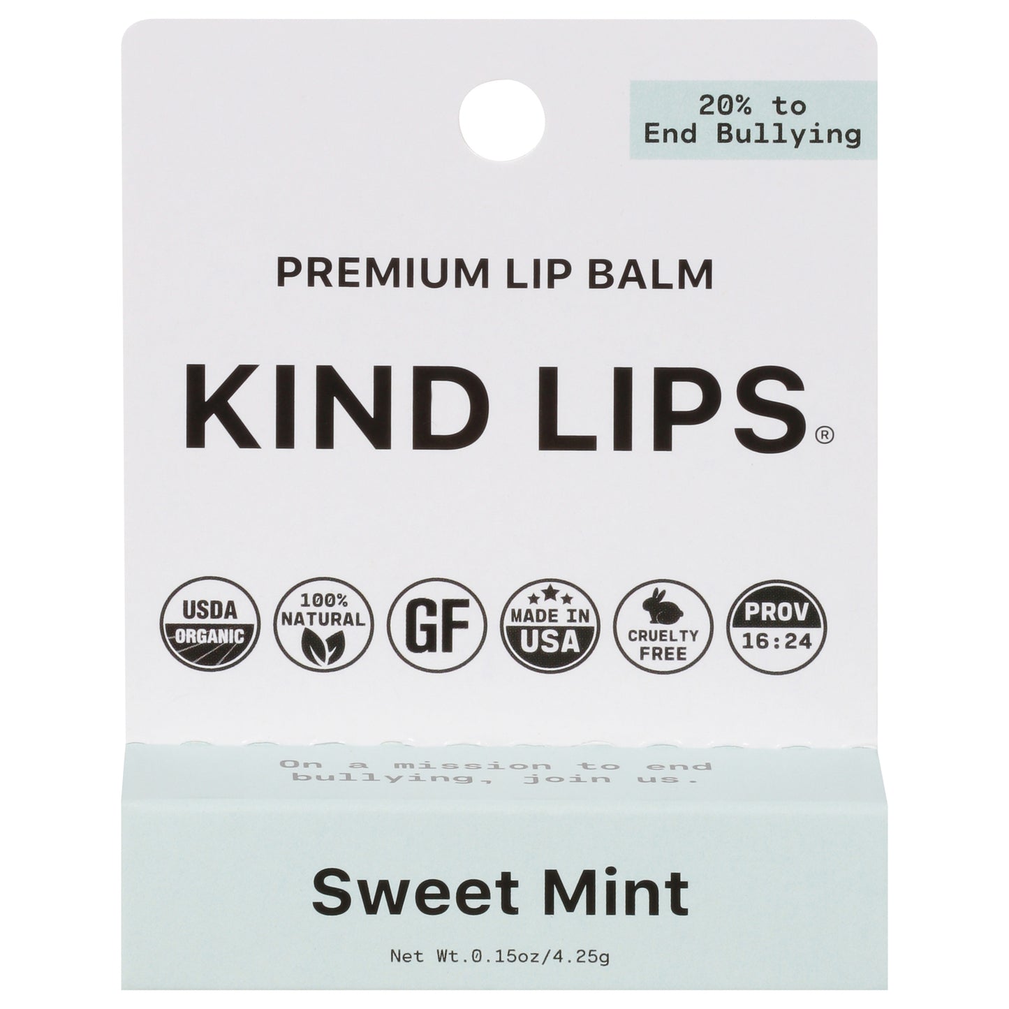 Kind Lips - Bálsamo labial orgánico con sabor a menta dulce, 12 unidades, caja de 12, 0,15 onzas