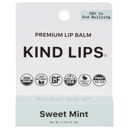 Kind Lips - Bálsamo labial orgánico con sabor a menta dulce, 12 unidades, caja de 12, 0,15 onzas