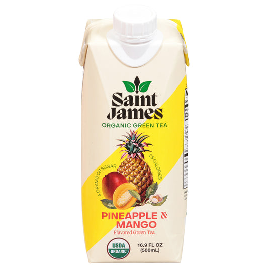 Saint James - Té verde orgánico con piña y mango - Caja de 12 - 16,9 onzas líquidas