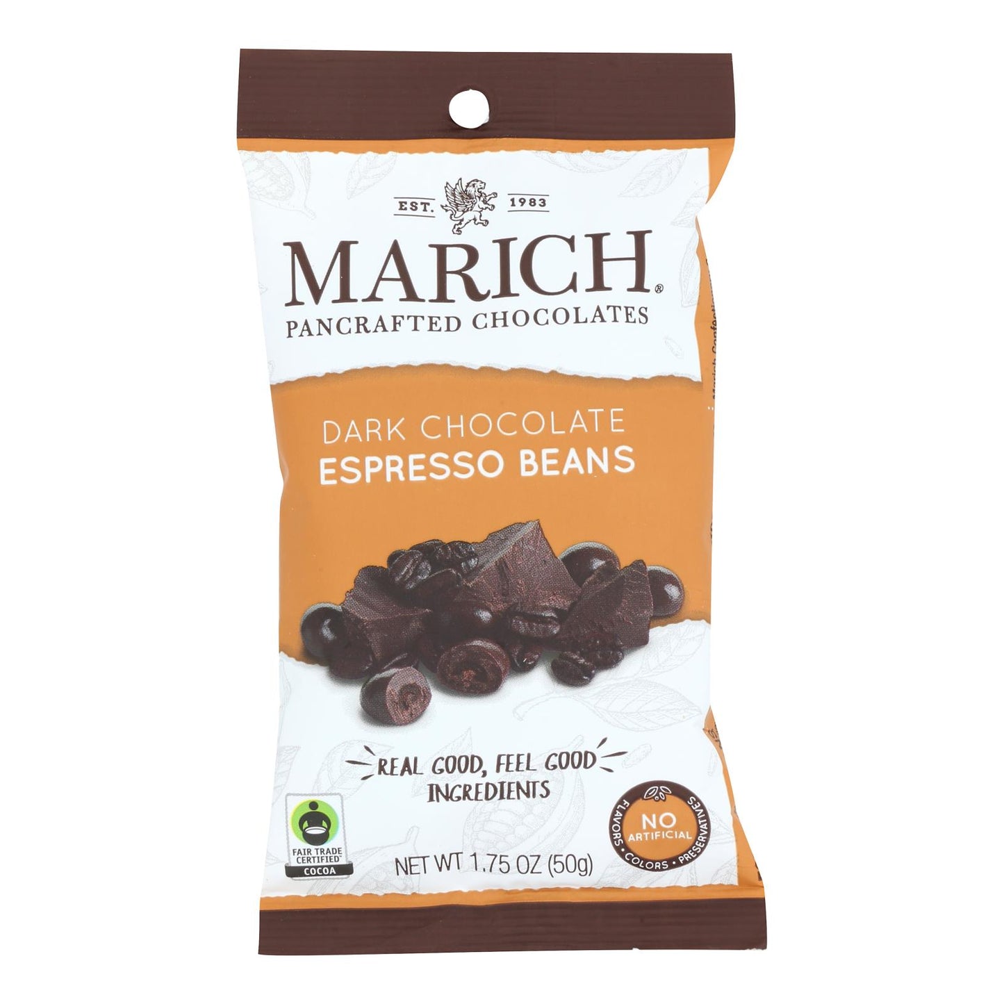 Marich - Granos de café espresso con chocolate negro - Caja de 12 - 2 onzas