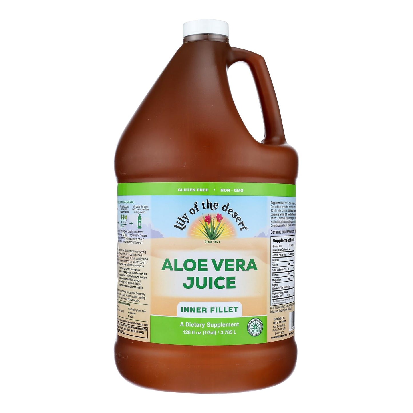 Lirio del desierto - Jugo de aloe vera - Filete interior - Caja de 4 - 1 galón