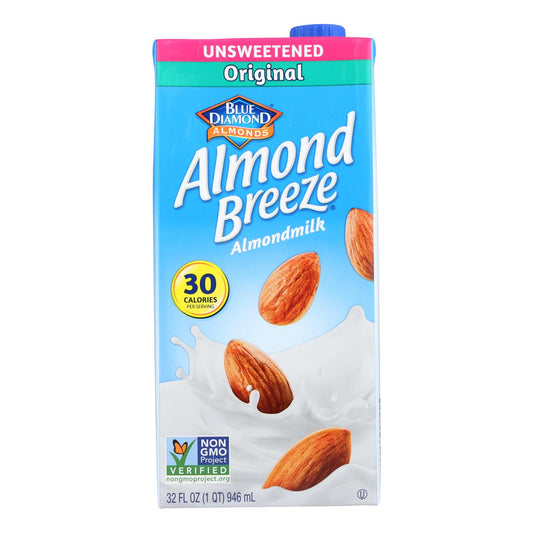 Almond Breeze - Leche de almendras - Original sin azúcar - Caja de 12 - 32 fl oz.