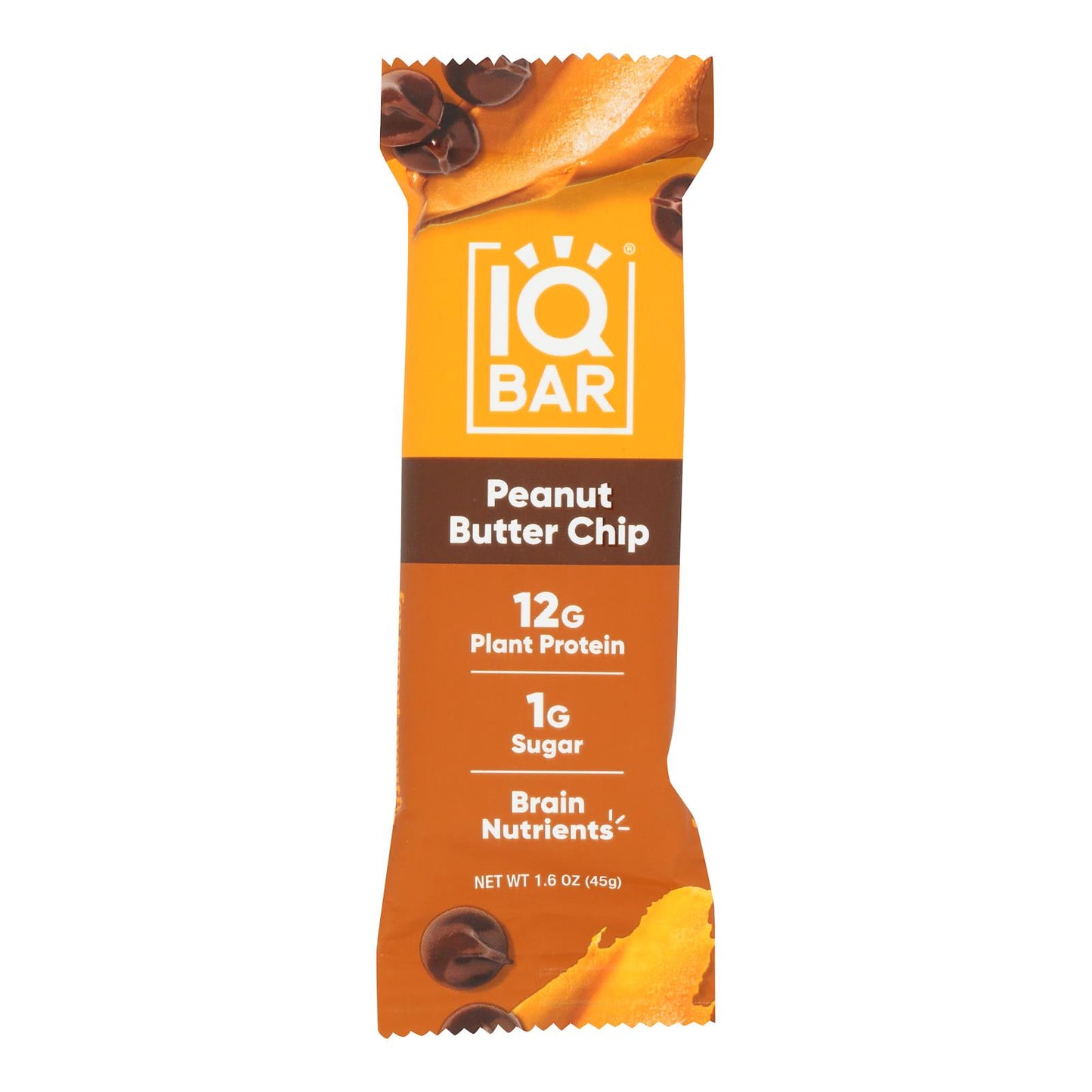 Iq Bar - Barra de mantequilla de maní con chips - Caja de 12 - 1.6 oz