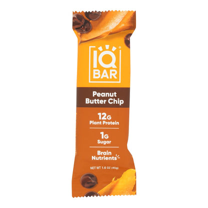 Iq Bar - Barra de mantequilla de maní con chips - Caja de 12 - 1.6 oz