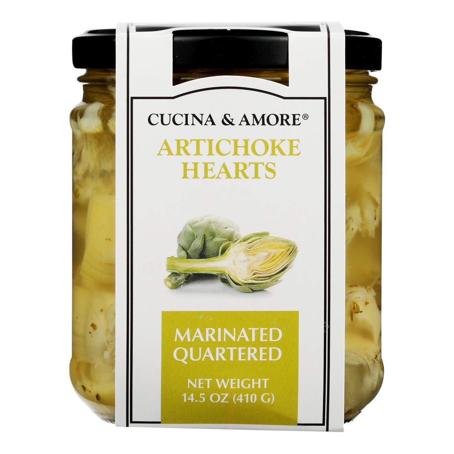 Cucina &amp; Amore - Cuartos de alcachofa para marinar - Caja de 6 - 14,5 oz