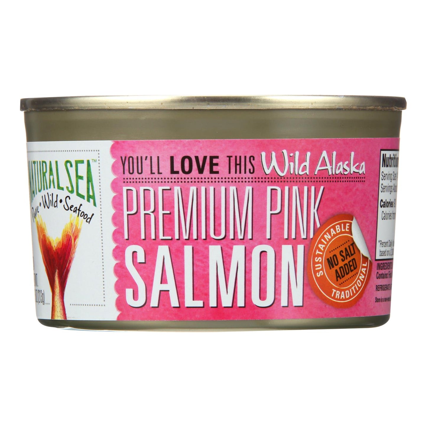 Salmón rosado salvaje de mar natural, sin sal - 1 unidad de 1 - 7,5 oz