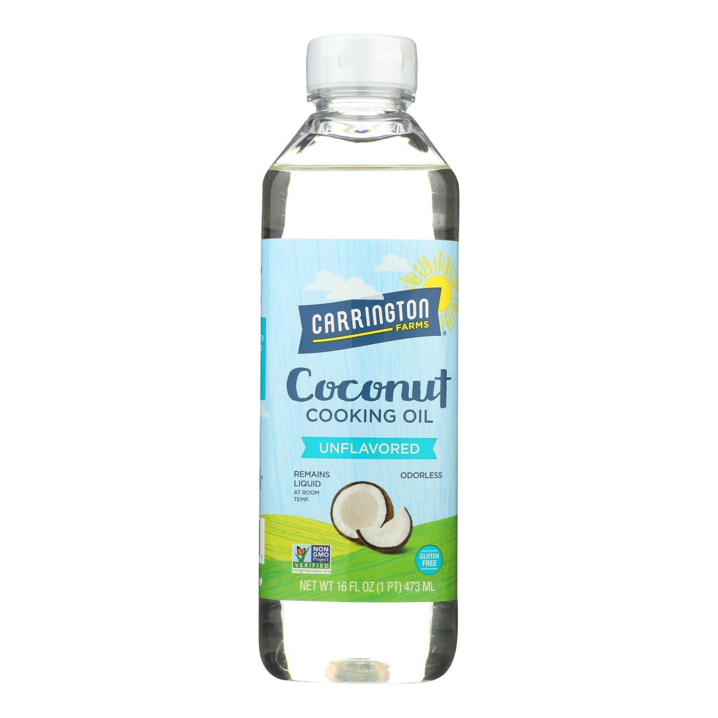 Aceite de cocina de coco Carrington Farms - Caja de 6 - 16 fl oz.