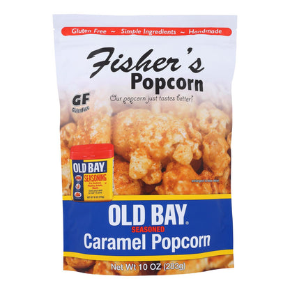 Palomitas de maíz Fisher's - Palomitas de maíz con sabor a caramelo Old Bay - Caja de 6 - 10 oz