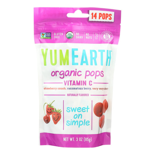 Paletas de vitamina C orgánicas Yummy Earth - 3 oz - Caja de 6