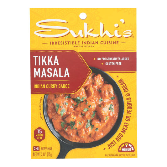 Sukhi's Gourmet 印度美食 Tikka Masala 酱 - 3 盎司 - 6 盒装