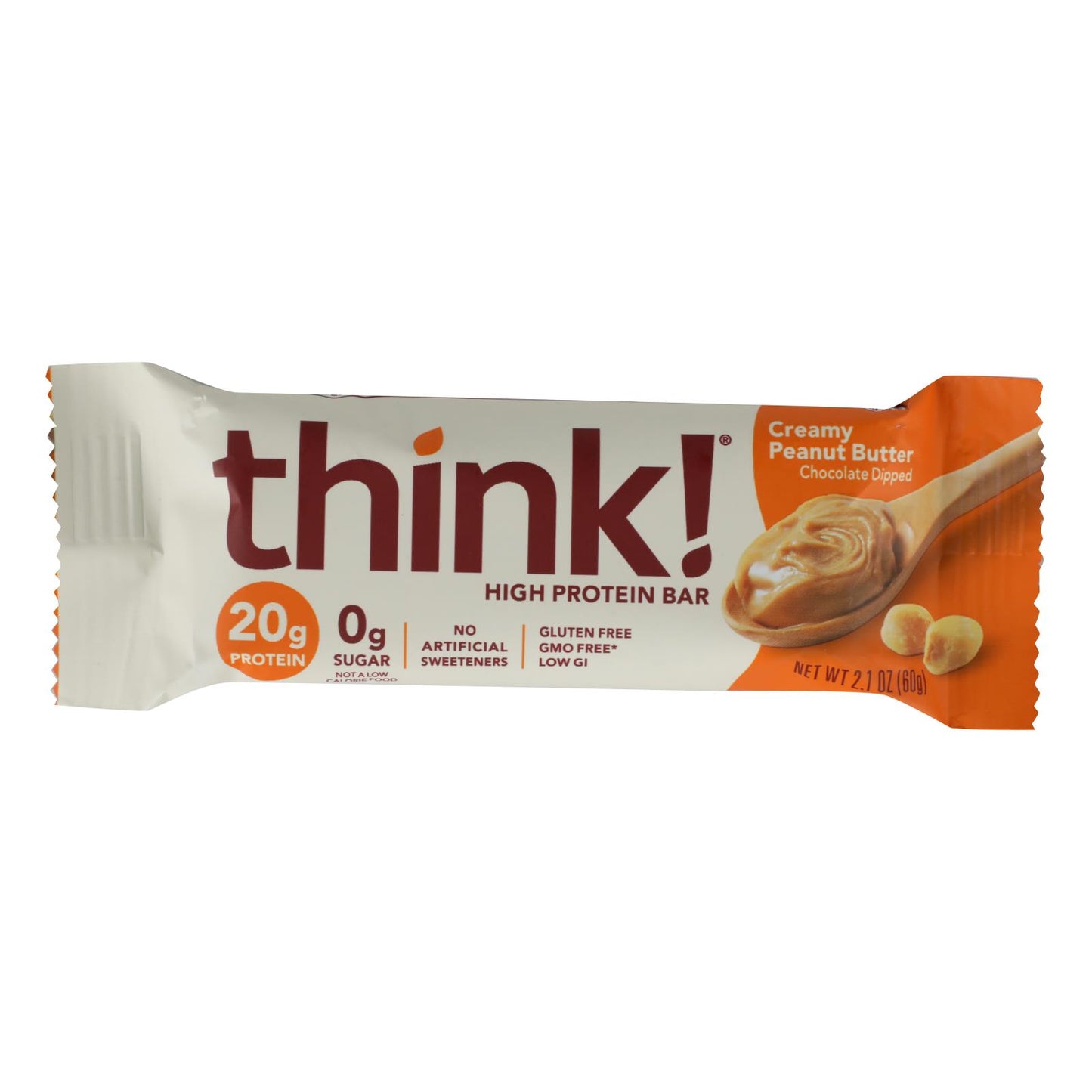 Think Products Thin Bar - Creamy Peanut Butter - Case Of 10 - 2.1 Oz