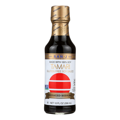 San - J Tamari Soy Sauce - Reduced Sodium - Case Of 6 - 10 Fl Oz.