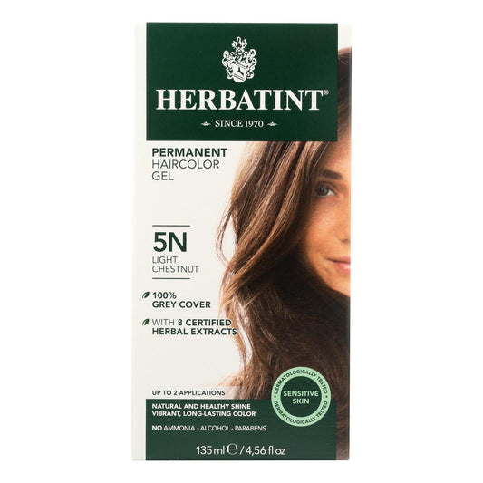 Tinte permanente para el cabello en gel a base de hierbas Herbatint 5n castaño claro - 135 ml