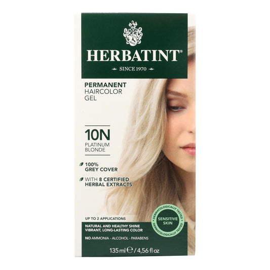 Tinte permanente para el cabello en gel a base de hierbas Herbatint 10n rubio platino - 135 ml