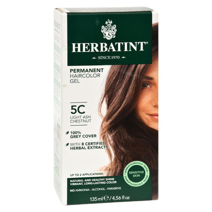 Tinte permanente para el cabello en gel a base de hierbas Herbatint, 5c, castaño ceniza claro, 135 ml