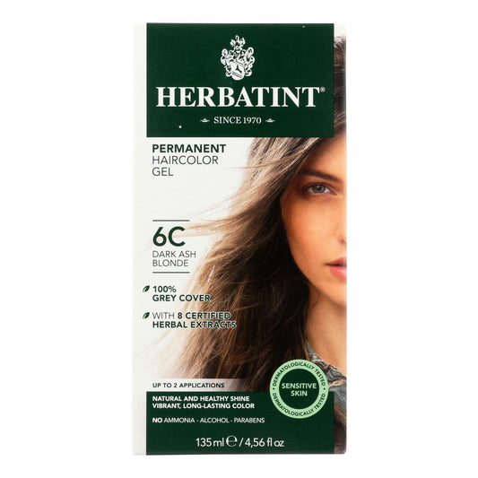 Tinte permanente para el cabello en gel a base de hierbas Herbatint, 6c, rubio ceniza oscuro, 135 ml