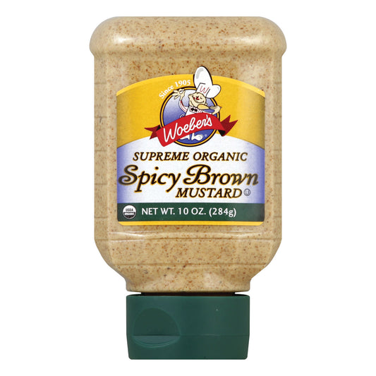 Woeber's Supreme Organic Spicy Brown Mustard - Case Of 6 - 10 Oz.