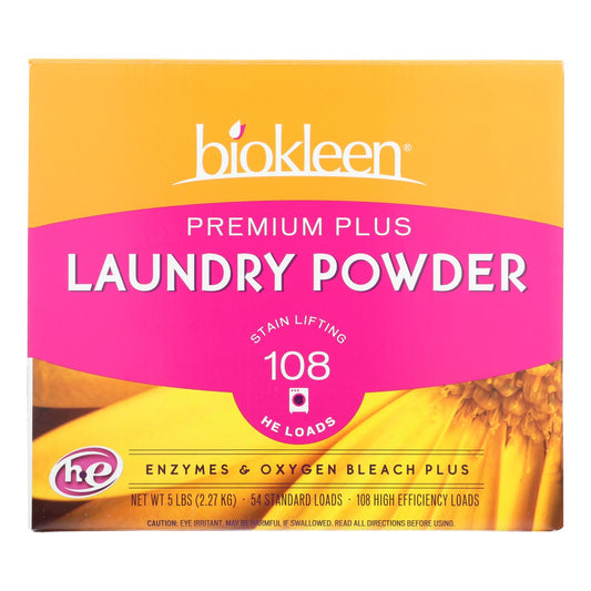 Biokleen - Polvo para lavar ropa Premium Plus, fórmula enzimática para quitar manchas, 5 libras