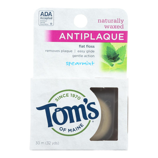 Tom's Of Maine Antiplaque Flat Floss Waxed Spearmint - 32 Yards - Case Of 6