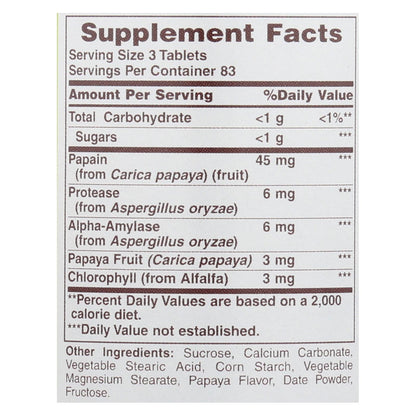 American Health - Enzima de papaya con clorofila masticable - 250 comprimidos