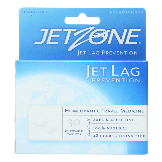 Prevención del desfase horario en Jet Zone: medicamento homeopático para viajeros, 30 comprimidos, caja de 6