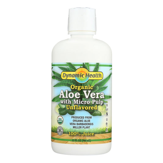 Jugo de aloe vera orgánico con micropulpa de Dynamic Health, 32 onzas líquidas