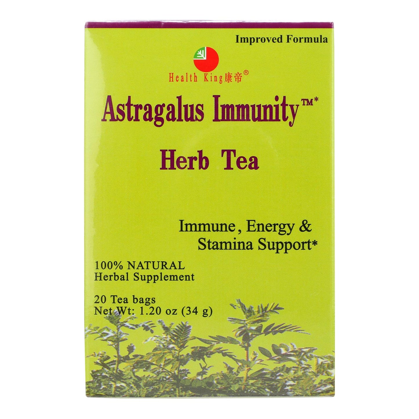 Health King Astragalus Immunity Herb Tea - 20 Tea Bags