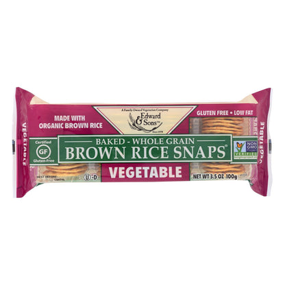 Galletas de arroz integral con vegetales orgánicos de Edward And Sons - Caja de 12 - 3,5 oz.