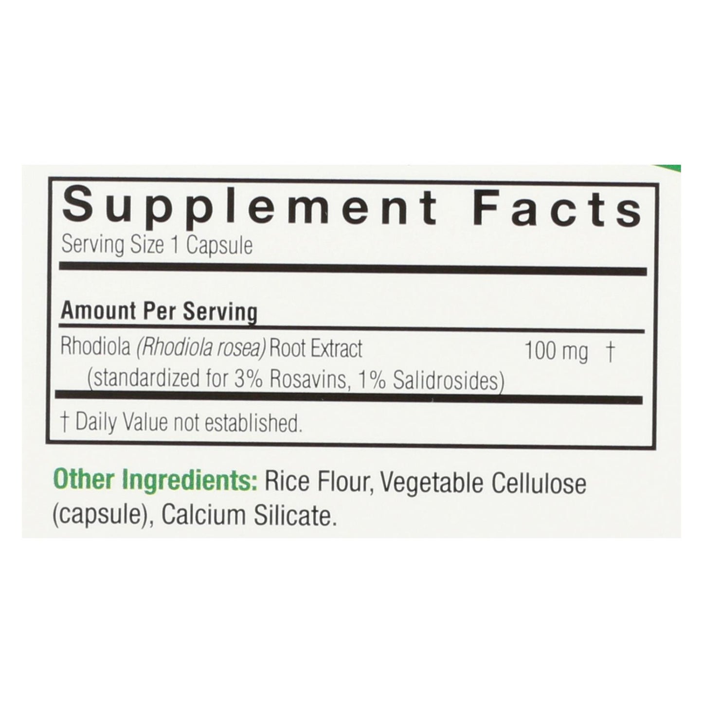 Nature's Answer - Rhodiola Root Extract - 60 Vegetarian Capsules