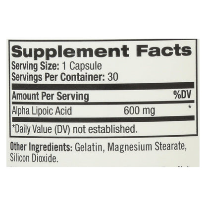 Ácido alfa lipoico de Natrol - 600 mg - 30 cápsulas