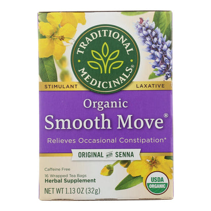 Té de hierbas orgánico Smooth Move de Traditional Medicinals - 16 bolsitas de té - Caja de 6