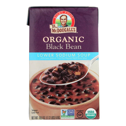 Sopa de frijoles negros orgánicos baja en sodio del Dr. McDougall - Caja de 6 - 18 oz.