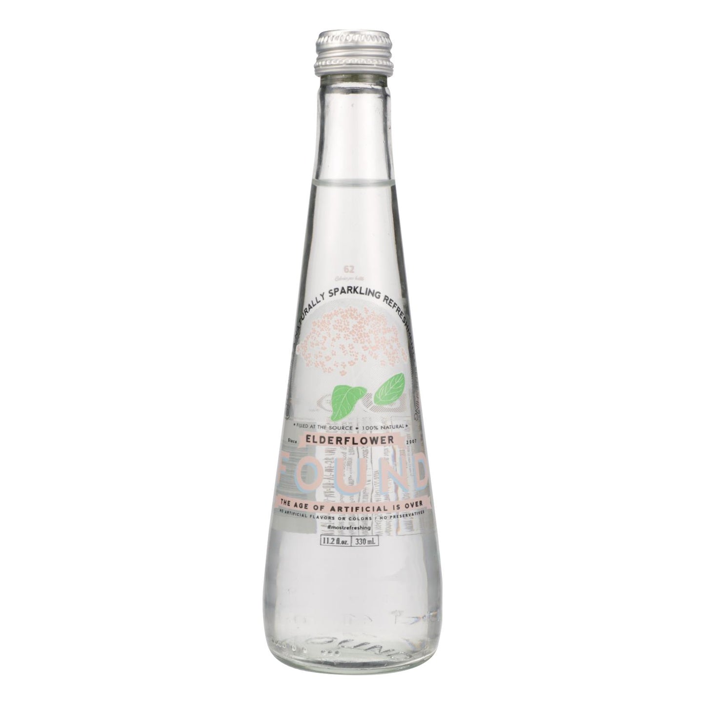 Found Beverage Co. Encontrado agua con gas infusionada con flor de saúco - Caja de 12 - 11,2 fz