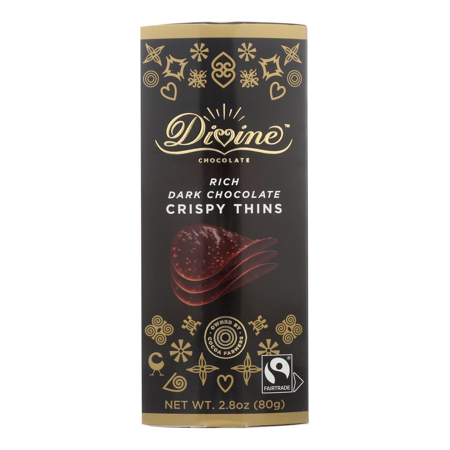 Divine - Chocolate negro crujiente Thns - Caja de 12 - 2.8 oz