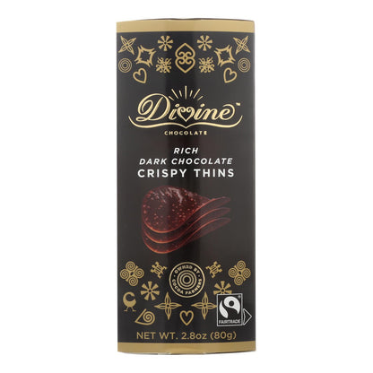 Divine - Chocolate negro crujiente Thns - Caja de 12 - 2.8 oz