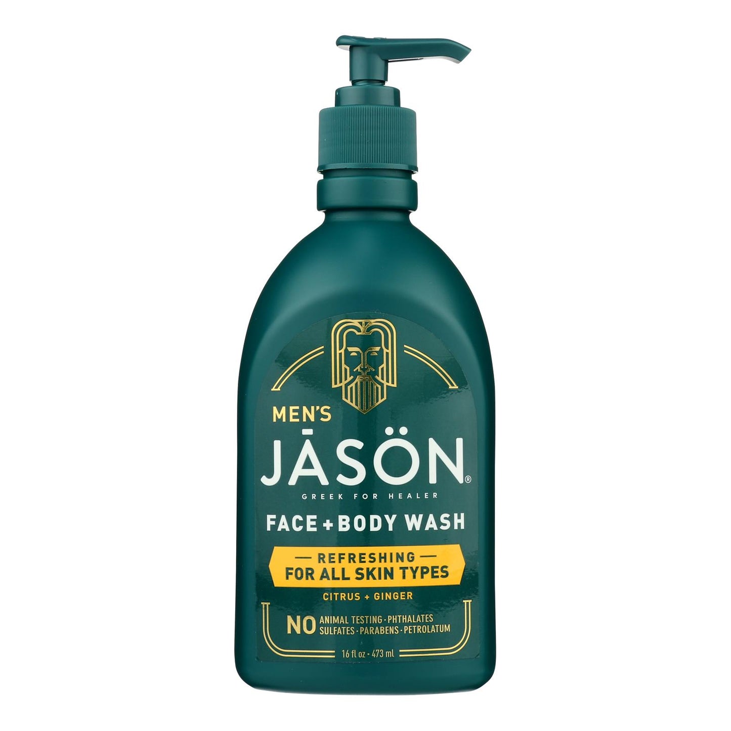 Jason Natural Products - Limpiador facial y corporal refrescante para hombres - 1 unidad - 16 oz