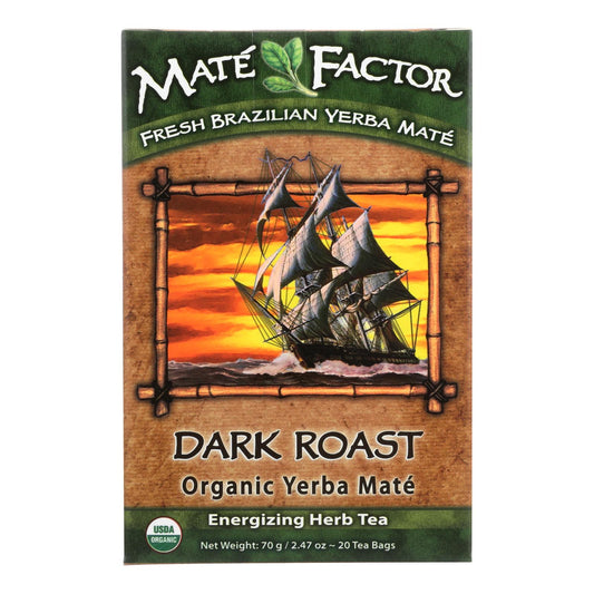 Mate Factor Dark Roast Organic Yerba Mate Tea Bags  - Case Of 6 - 20 Bag