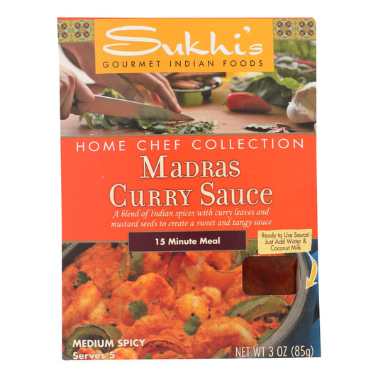 Sukhi's Gourmet 印度美食马德拉斯咖喱酱 - 3 盎司 - 6 盒