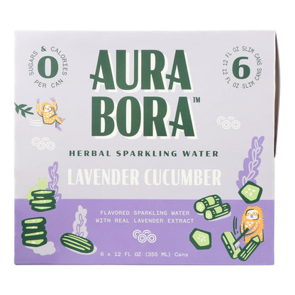 Aura Bora - Spk Water Lavanda Pepino Paquete de 6 - Caja de 4-6/12 Fz