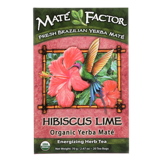 Mate Factor Hibiscus Lime Organic Yerba Mate Tea Bags  - Case Of 6 - 20 Bag