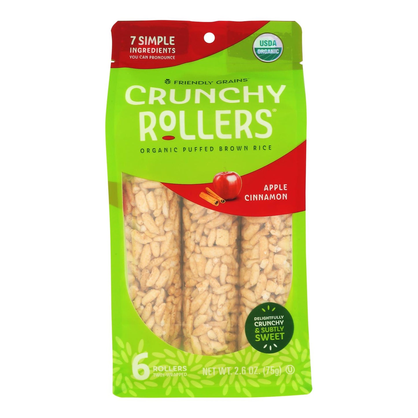 Rollos crujientes de arroz con manzana y canela, caja de 8, 2,6 oz