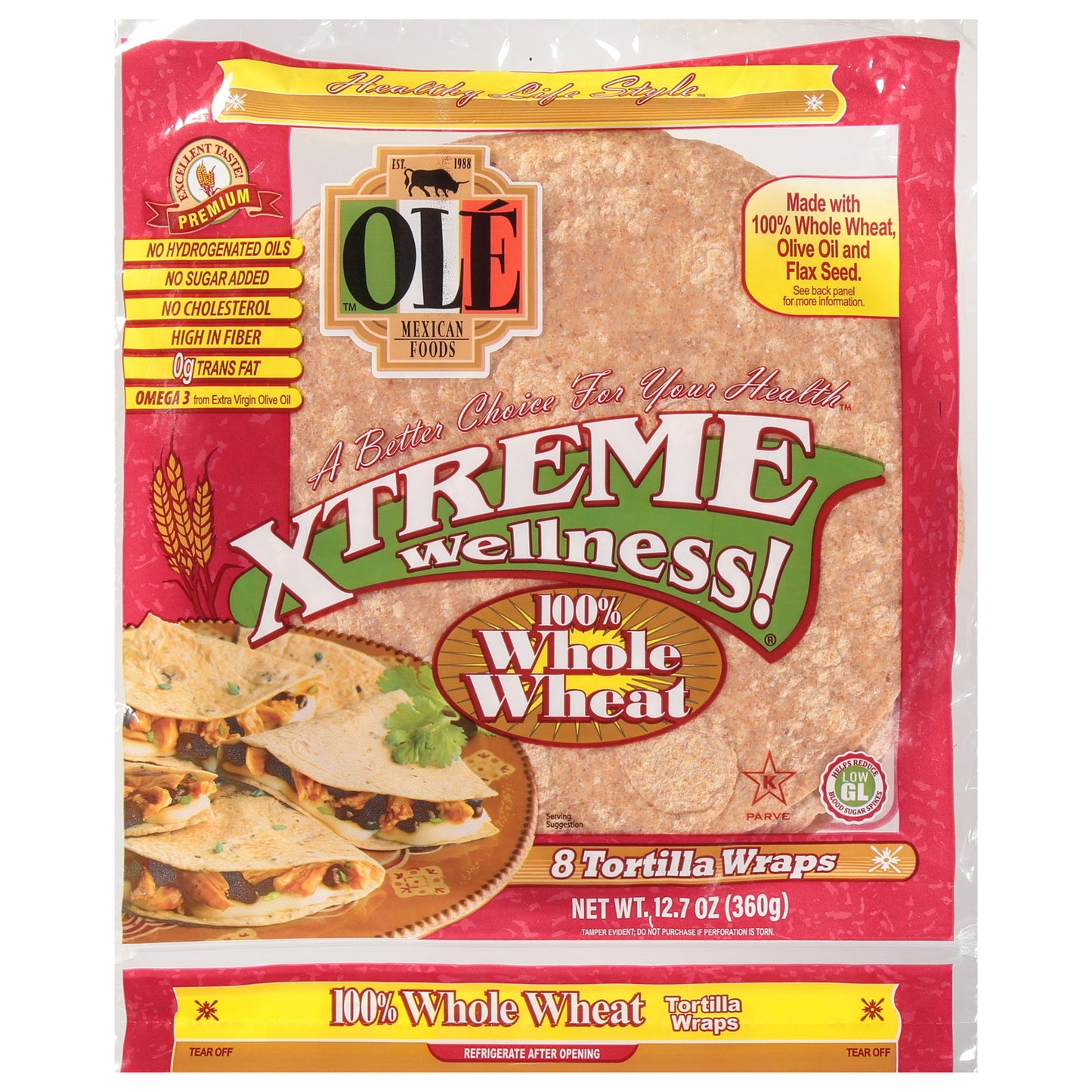 Ole Mexican - Wrap de trigo integral - Caja de 6 a 12,7 oz