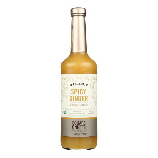Mezcladores orgánicos Square One - Jarabe para cóctel con jengibre picante - Caja de 6 - 25,36 Fz