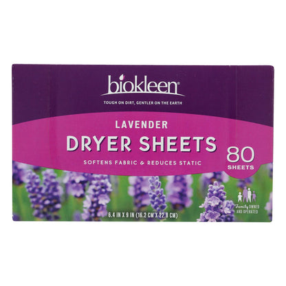 Biokleen - Dryer Sheets Lavender - Case Of 6 - 80 Ct