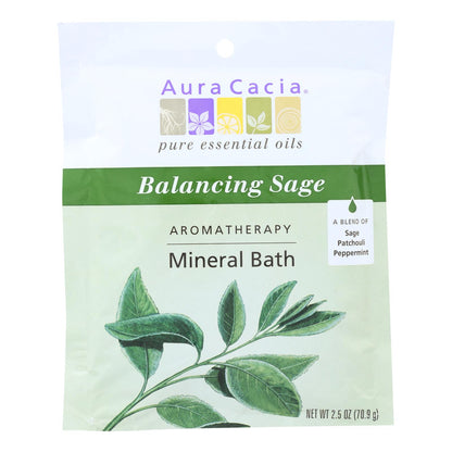 Aura Cacia - Baño mineral de aromaterapia con salvia equilibrante - 2,5 oz - Caja de 6